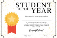 Student Of The Year Award Certificate Templates: Formal Recognition For Academic Excellence