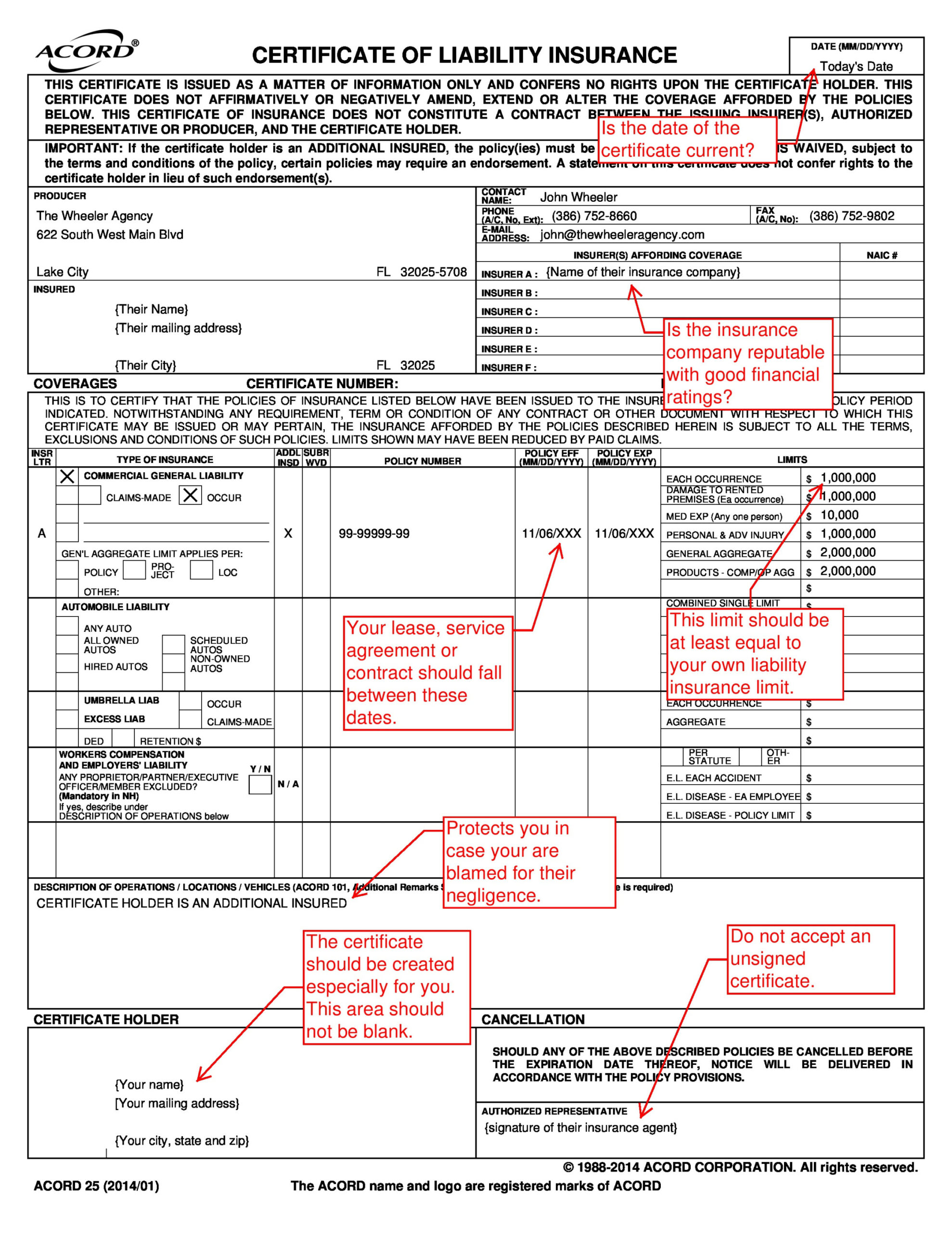 Certificates of Liability - The Wheeler Agency