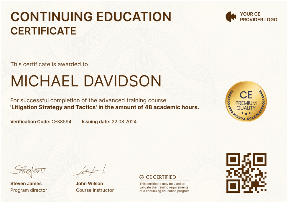 Continuing Education (CE) Certificate Templates - Free to Edit