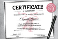 Dance Proficiency Certificate Template