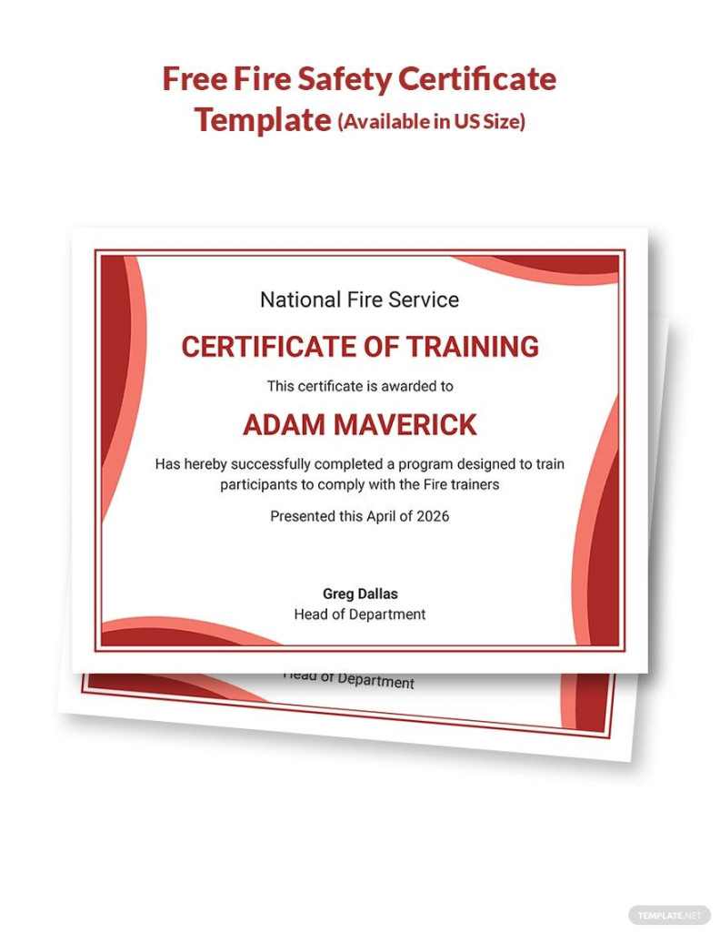 Editable Fire Safety Certificate Template in Word, Pages