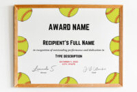 Free Softball Certificate Templates For Formal Recognition