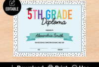 Fifth Grade Graduation Certificate Template