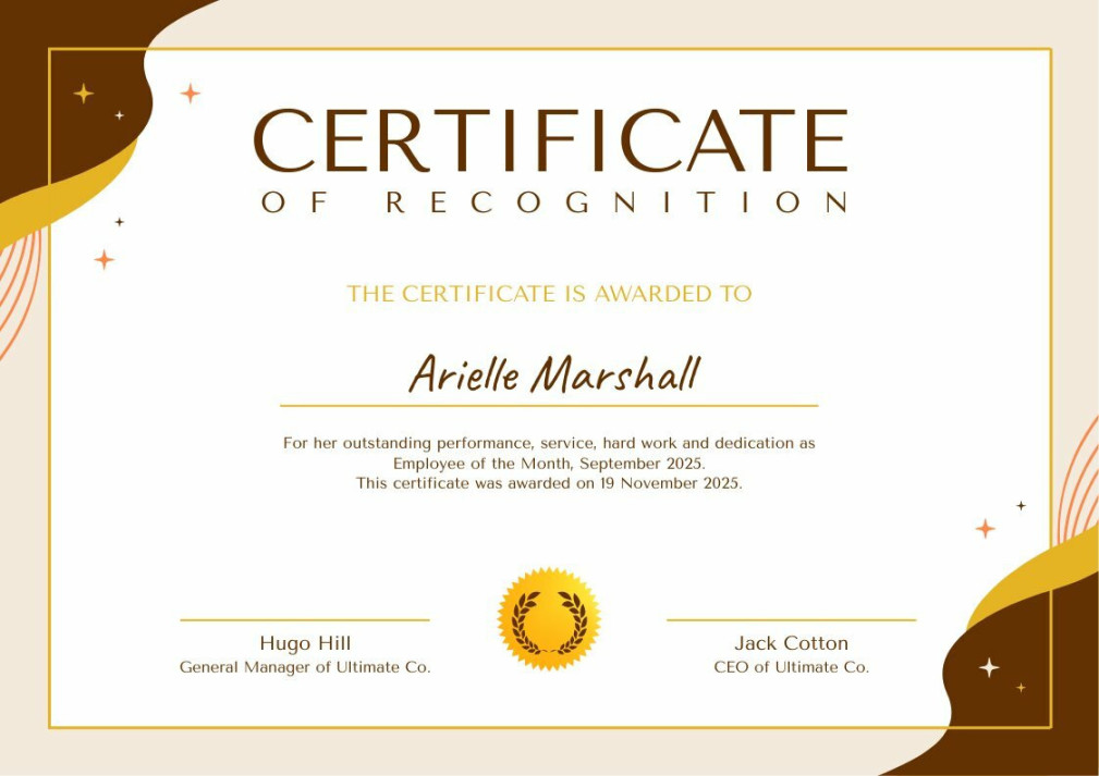 Employee of the Month Certificate  Free Certificate Template