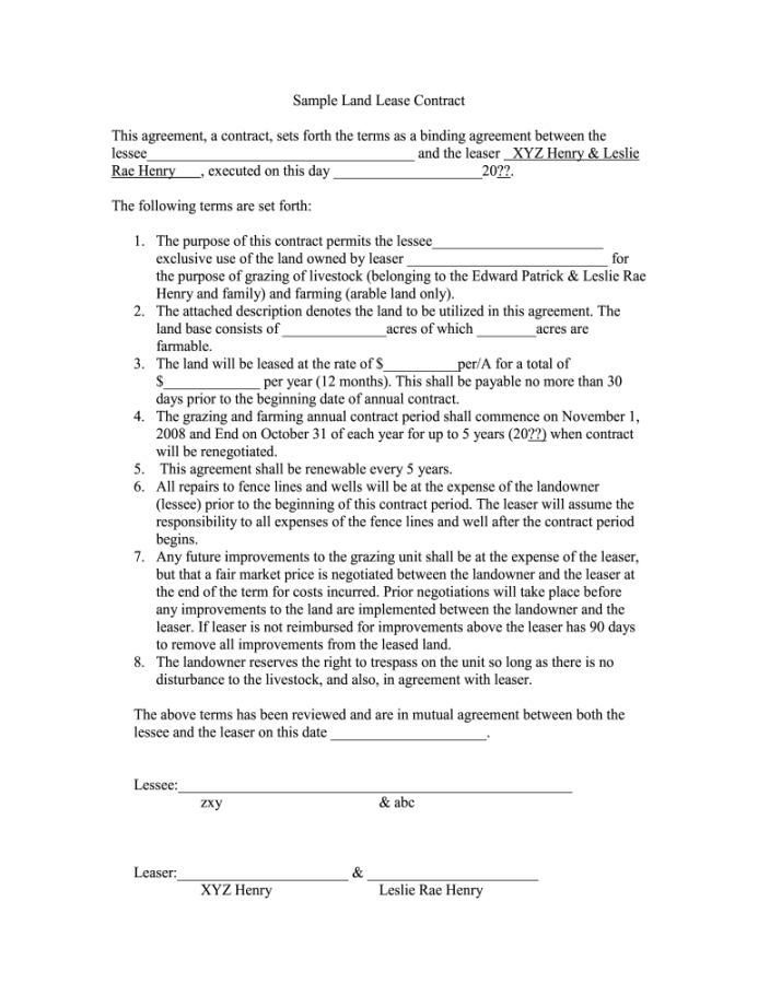 Farm Lease Agreement Forms To Print - Fill Online, Printable