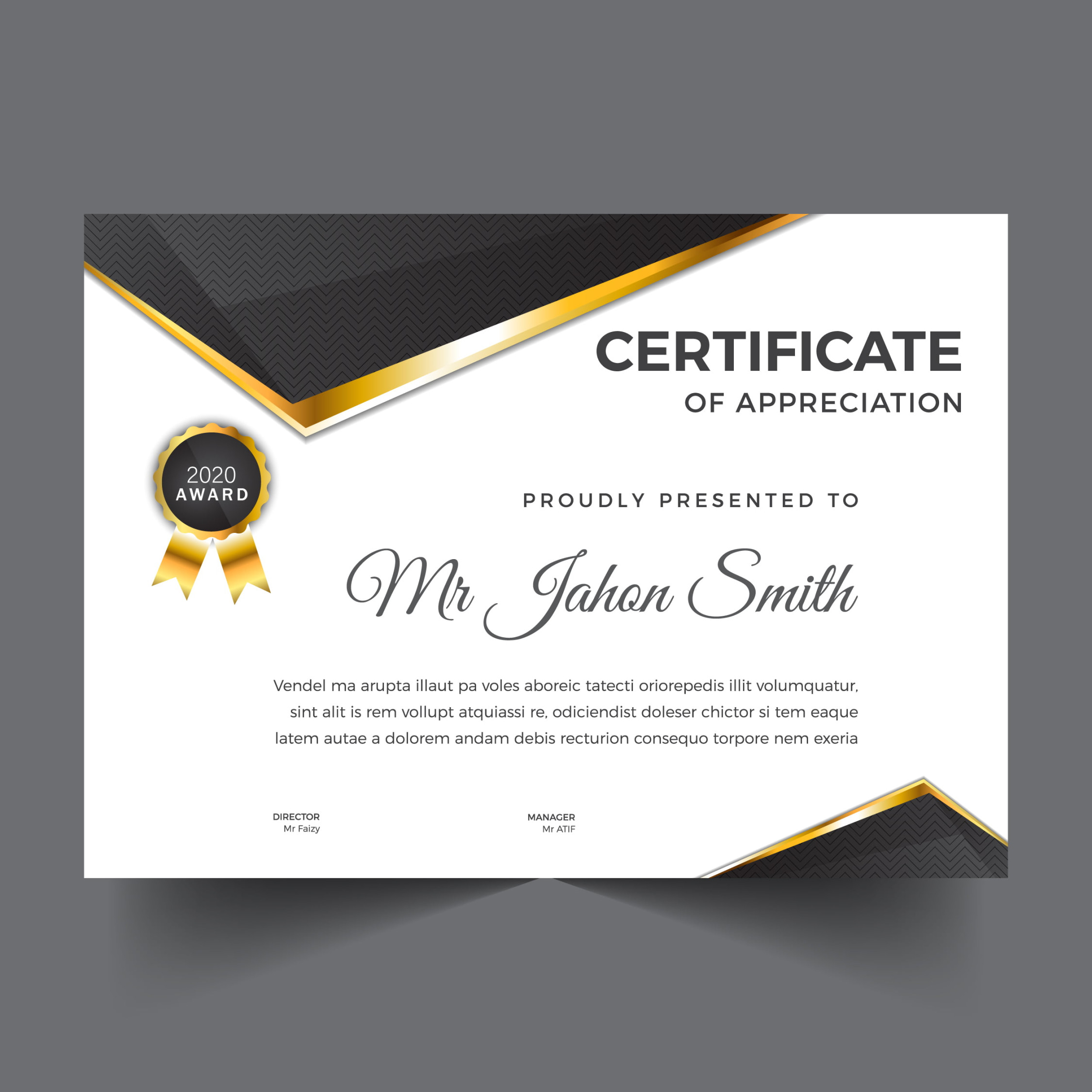 🤝🤵 Free Abstract Certificate Template of Appreciation