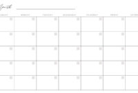 Blank Calendar Template For Professional Use