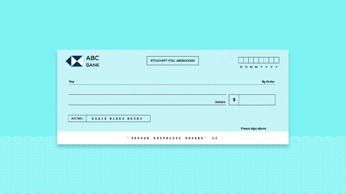 A blank cheque template