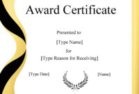 Formal Award Certificate Templates For Microsoft Word 2007