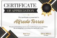 Certificate Of Appreciation Template Document