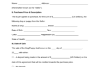 Puppy Purchase Agreement Template