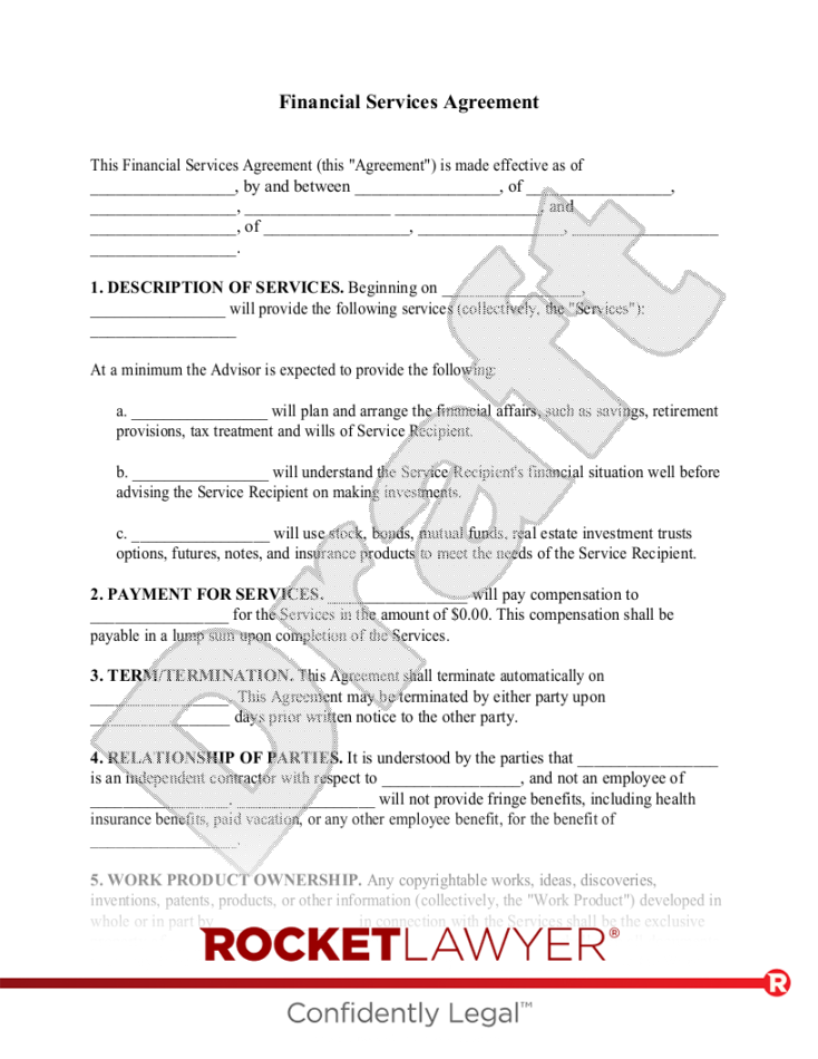 A free binding financial agreement template