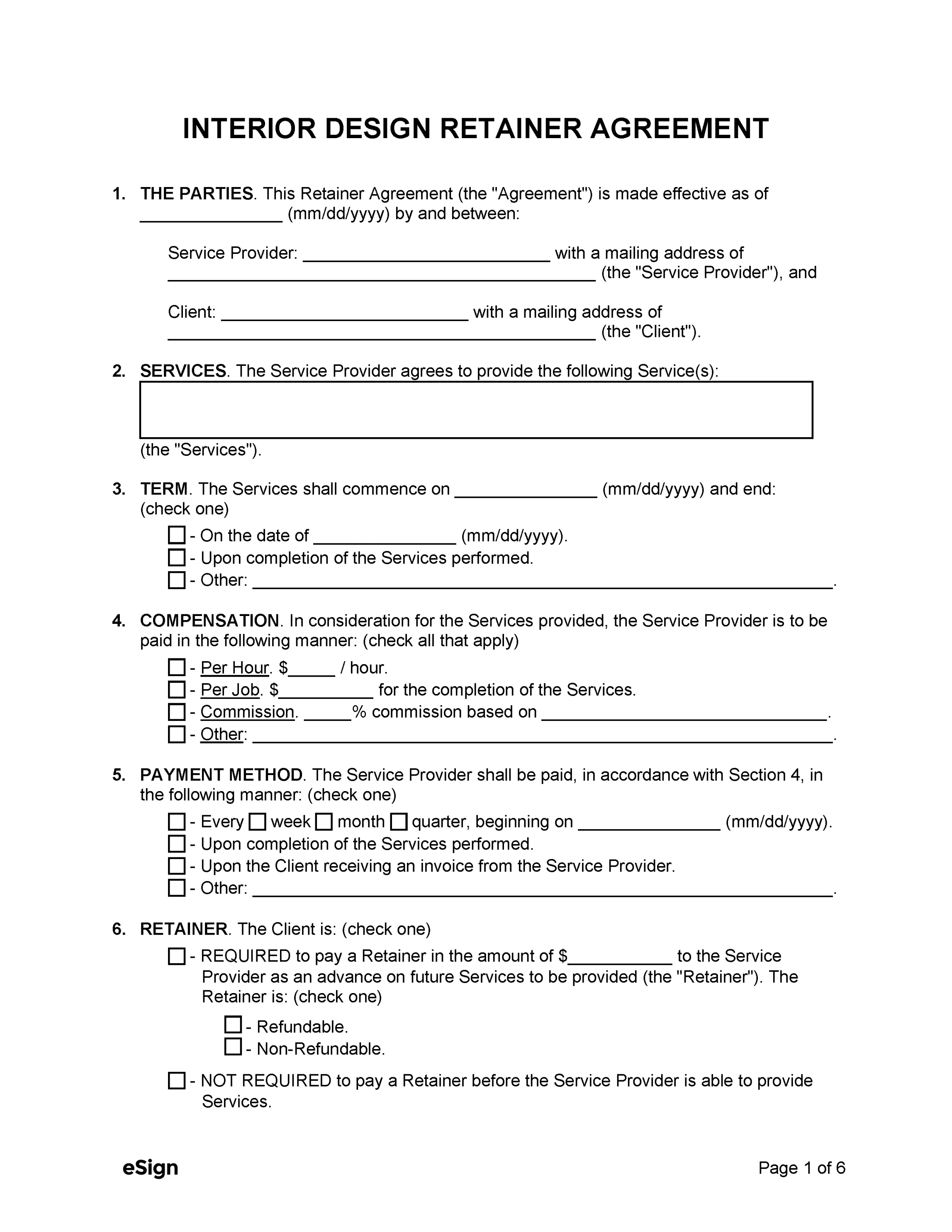 Free Interior Design Retainer Agreement  PDF  Word