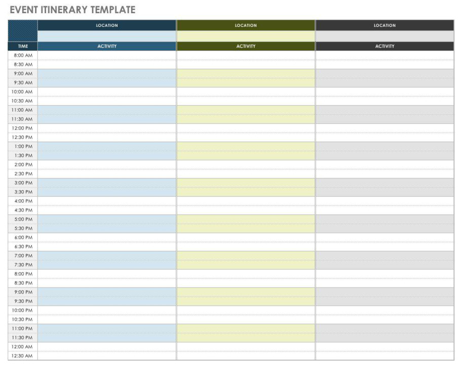 Free Itinerary Templates  Smartsheet