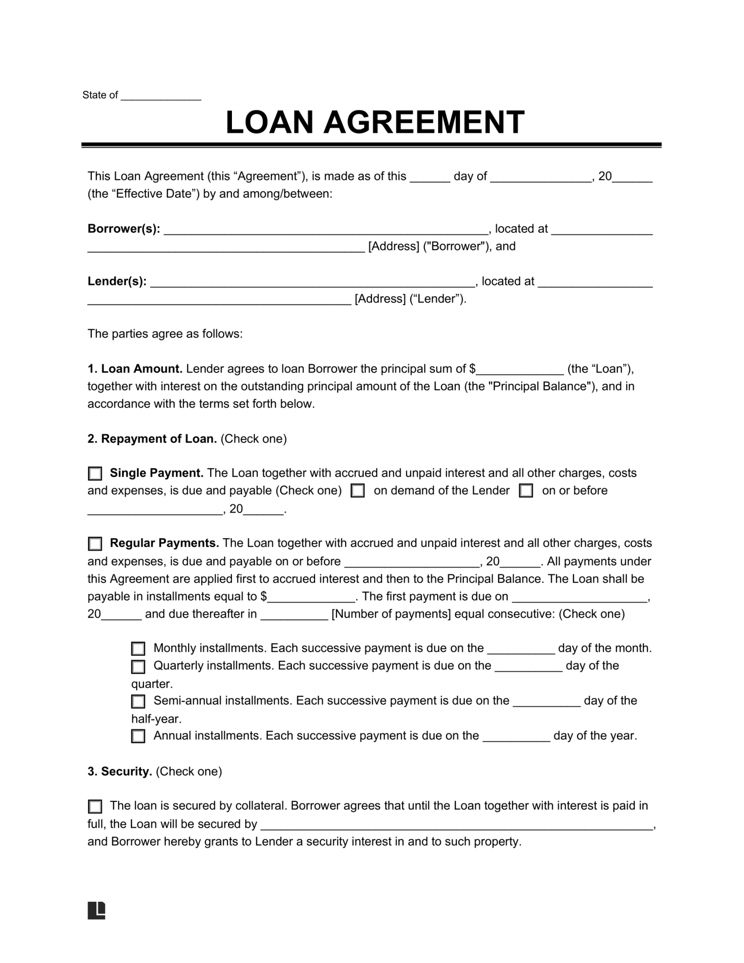 Free Loan Agreement Templates  PDF & Word