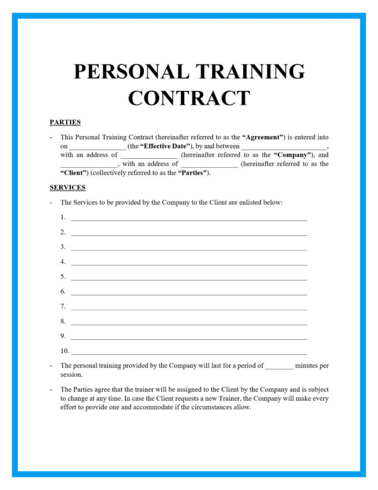 Cancellation Policy For Personal Training Services