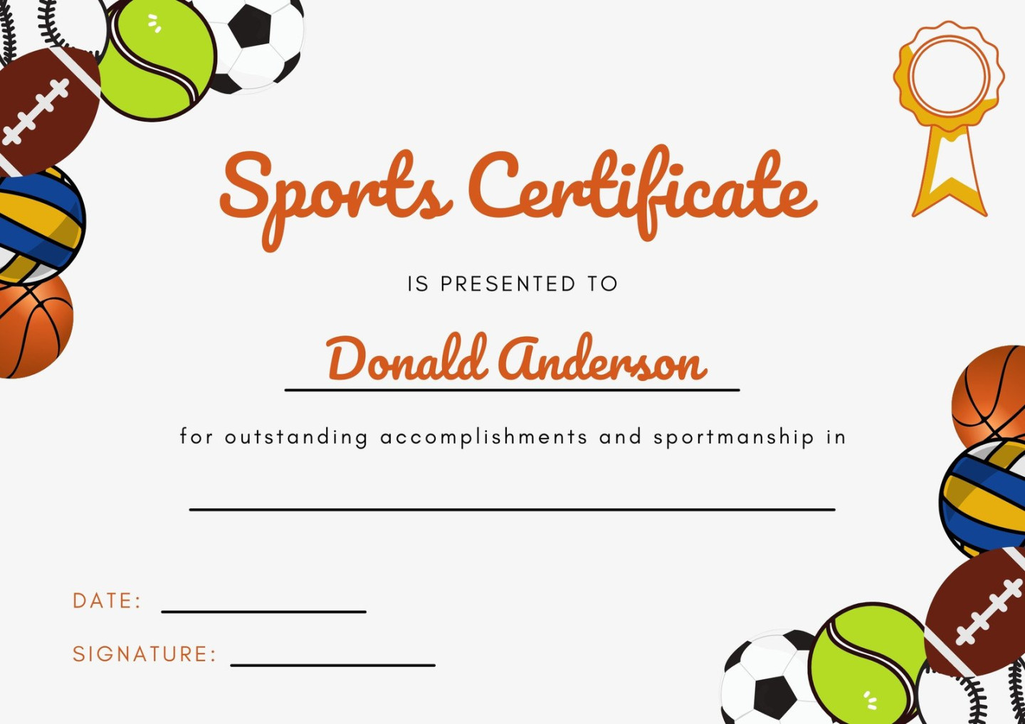 Free printable, customizable sport certificate templates  Canva