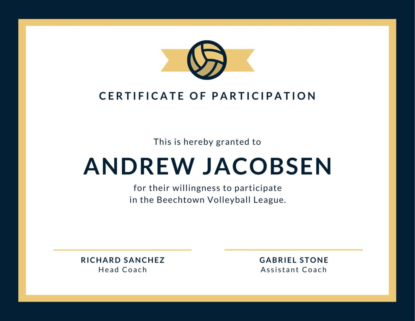 Free printable, customizable sport certificate templates  Canva