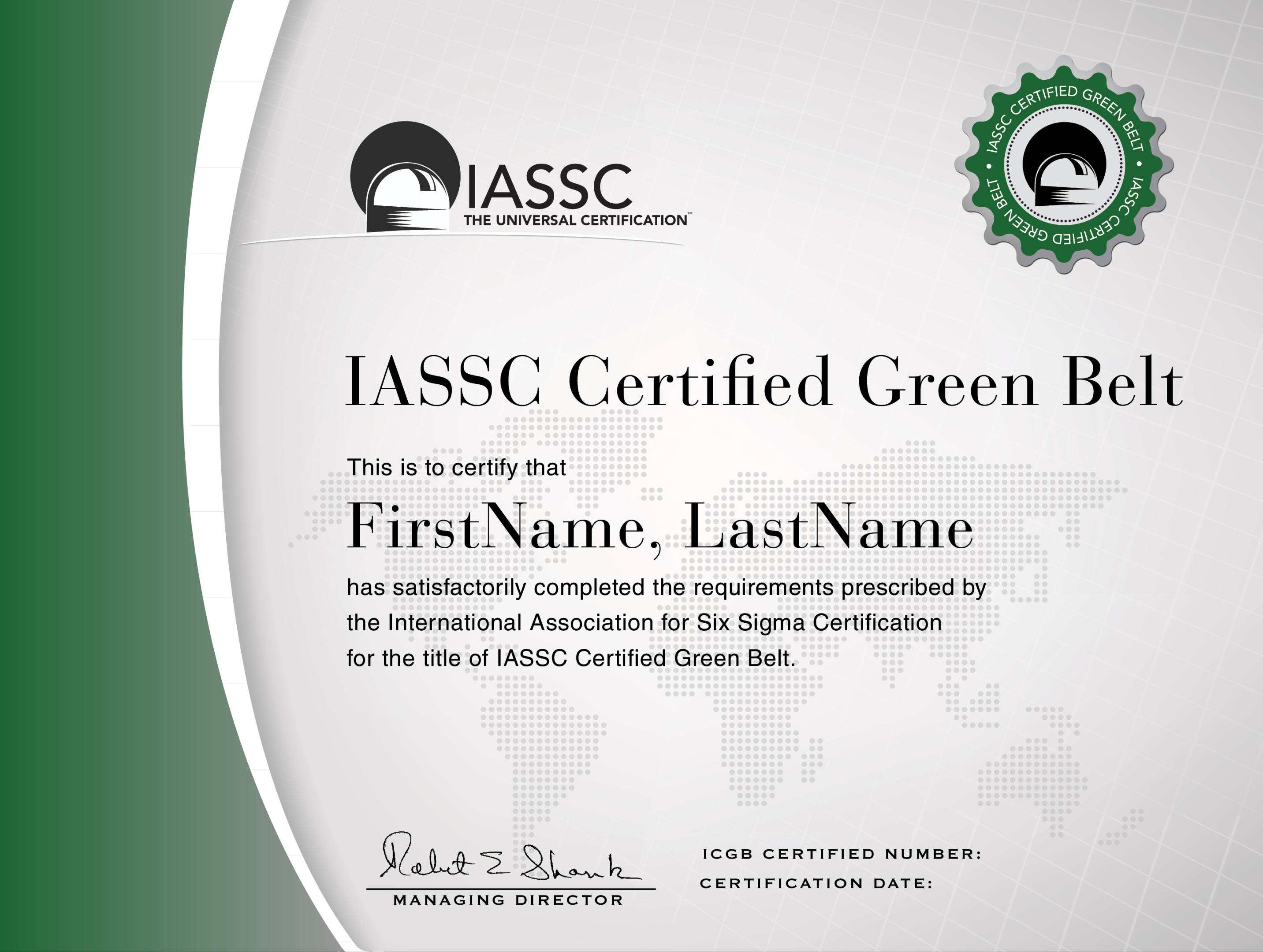 Green Belt Certification  IASSC for Six Sigma Credentialing