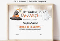 Halloween Costume Certificate Template