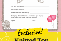 Toy Adoption Certificate Template