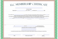 LLC Membership Certificate Template Word