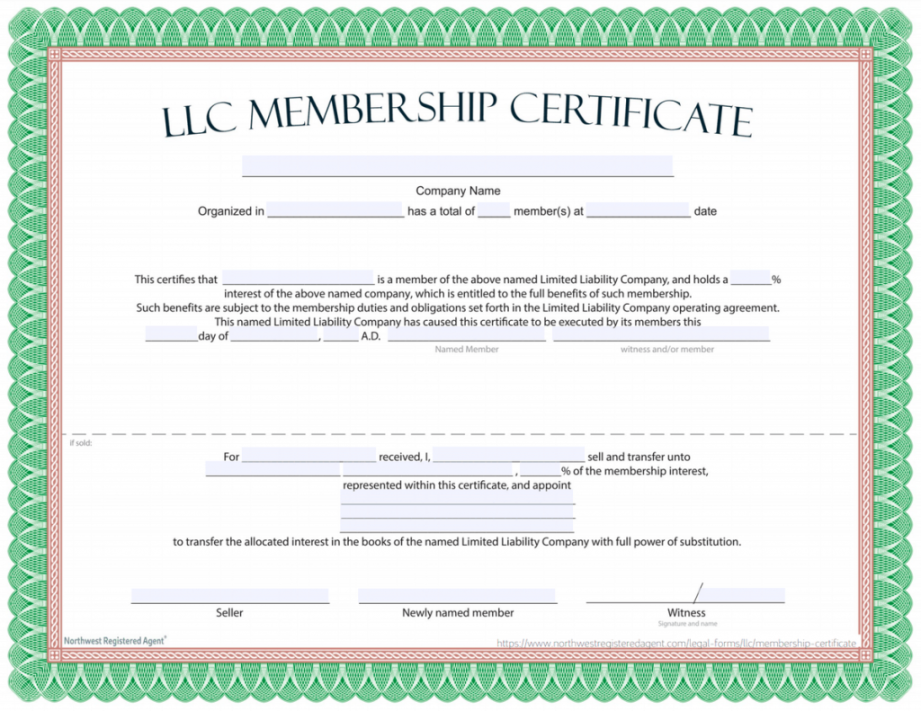 LLC Membership Certificate - FREE Template