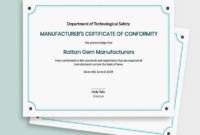 Certificate Of Manufacture Template