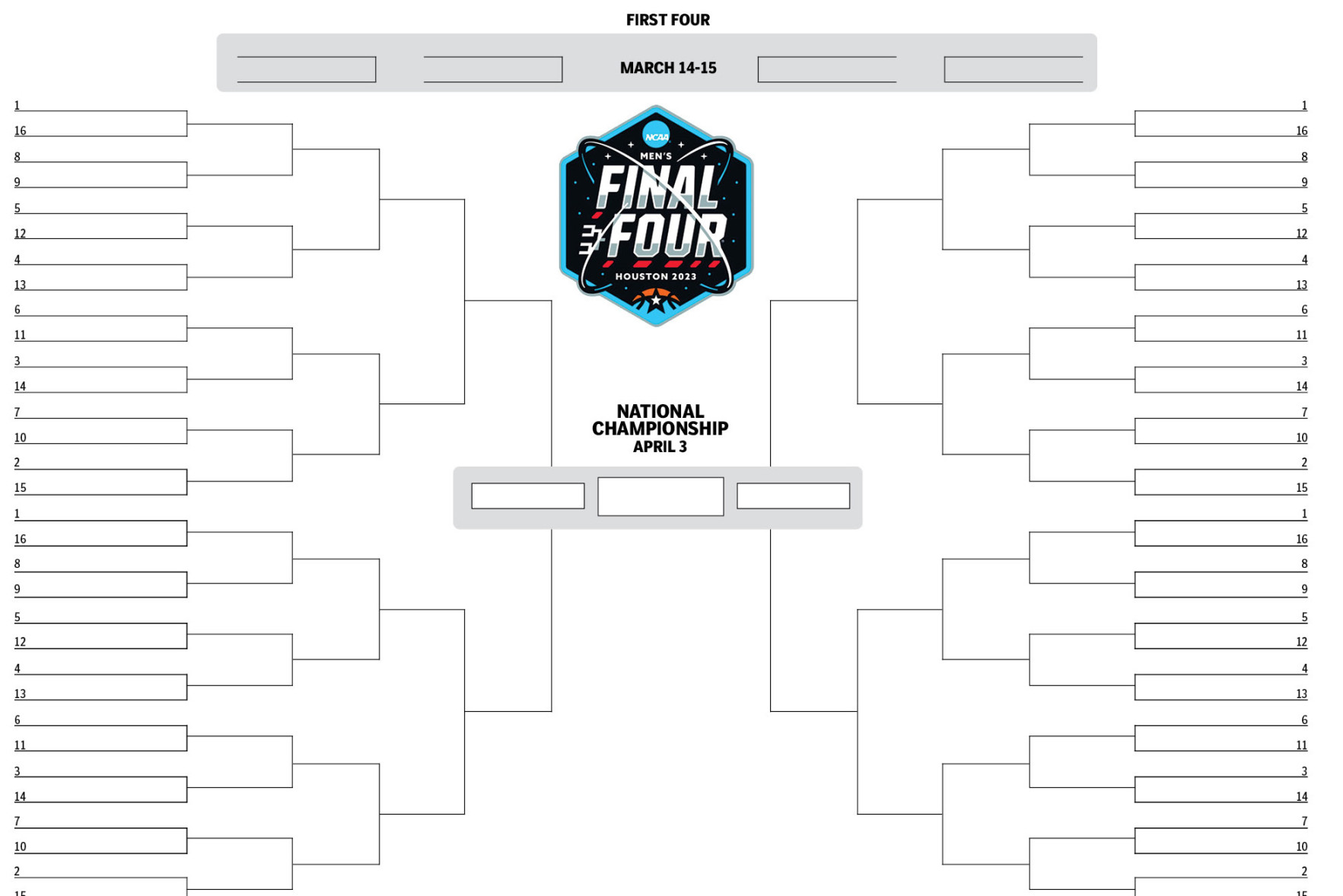 March Madness  printable blank NCAA bracket template