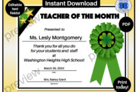 Teacher Of The Month Certificate Template: A Formal Recognition Of Excellence