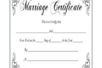 Blank Marriage Certificate Template: A Formal Document For Marriage Registration