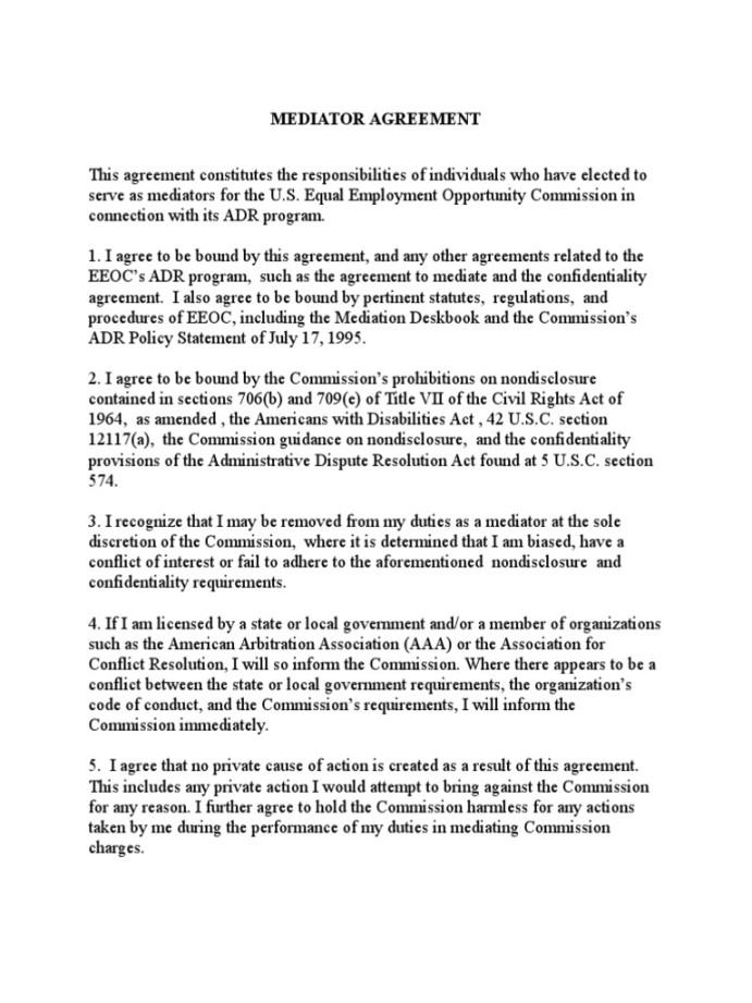 Mediator Agreement  PDF  Mediation  Alternative Dispute Resolution