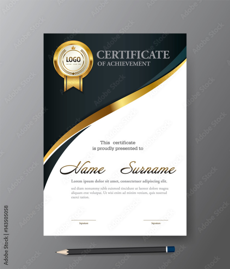 Modern Golden certificate template,A size diploma, vector