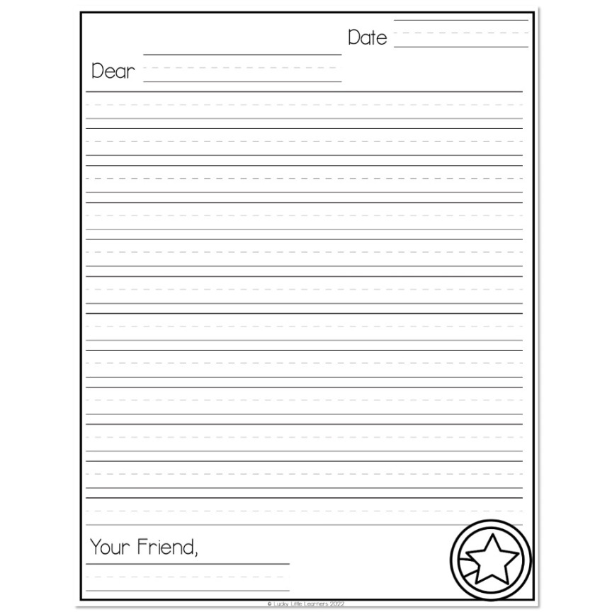 Pen Pal Pack - Letter Writing Page - Option  - Lucky Little Learners