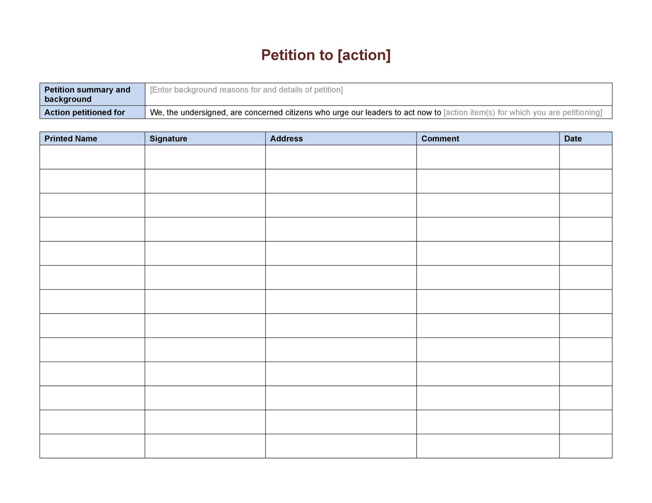 Petition Templates + How To Write Petition Guide