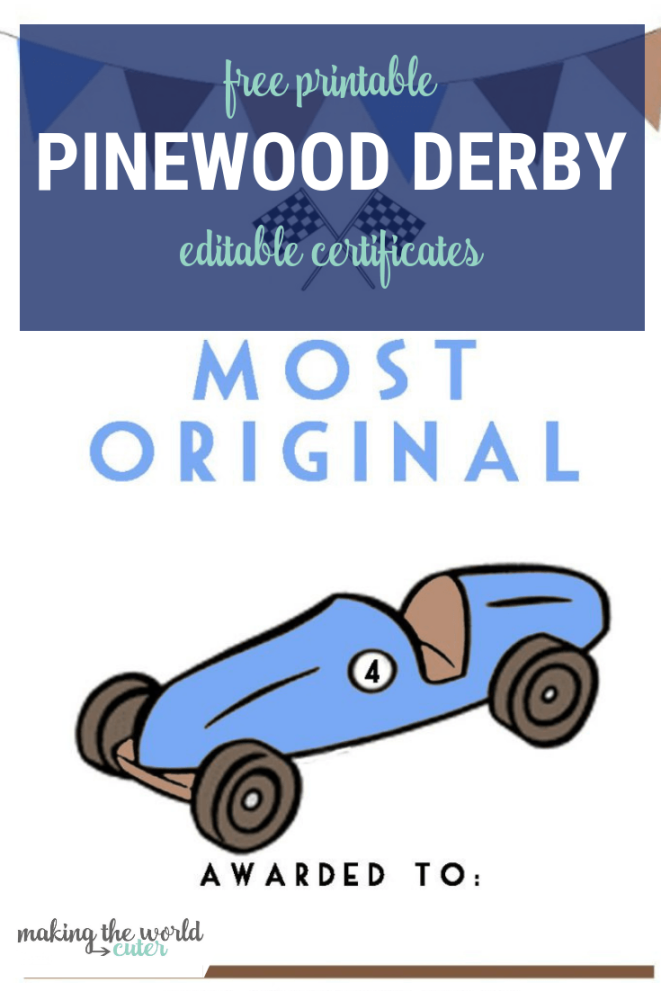 Pinewood Derby Certificates