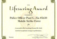 Life-Saving Award Certificate Template