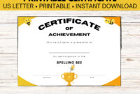 Spelling Bee Achievement Certificate