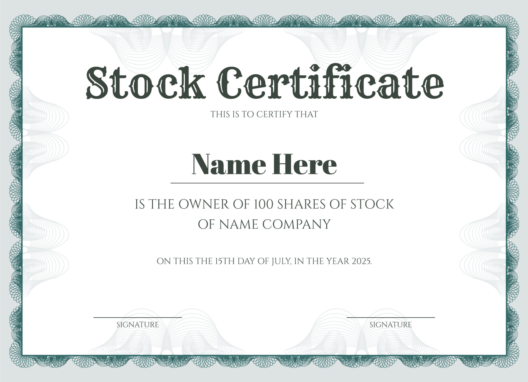 Stock Certificate Free Google Docs Template - gdoc