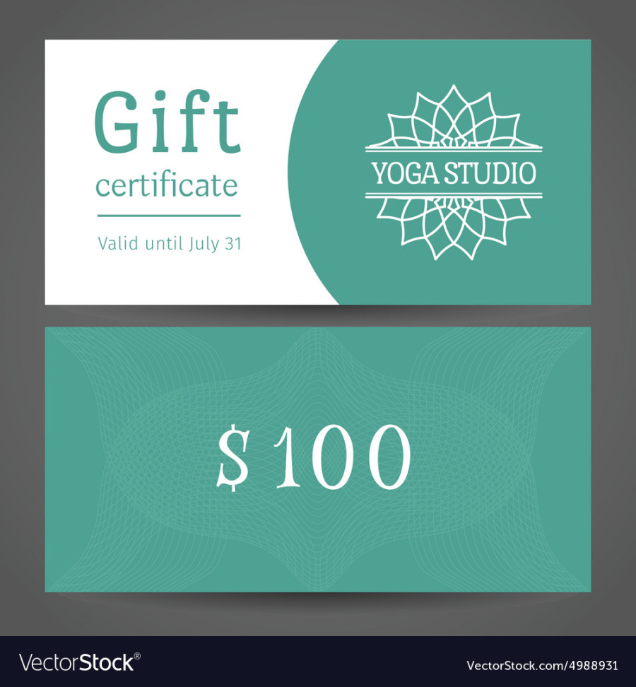 Yoga studio gift certificate template Royalty Free Vector